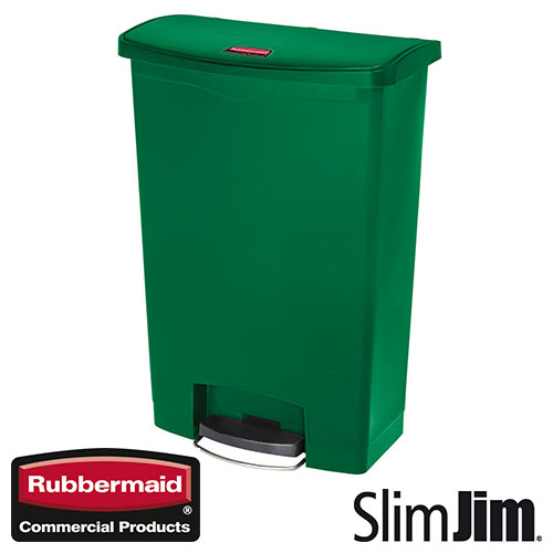 Afvalbak Slim Jim Front Step On container Rubbermaid 90 liter groen